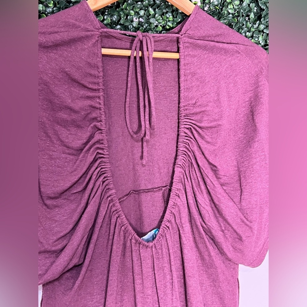 Free People ANDI Open Back Linen Blend Romper Playsuit Purple Mauve Extra Small - Picture 5 of 11